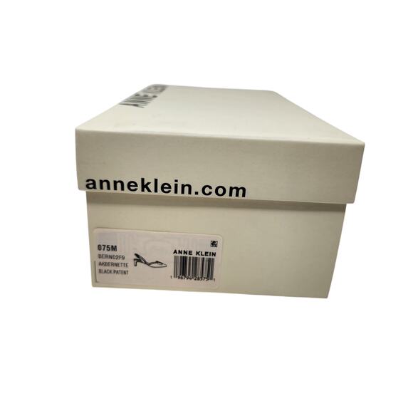 Anne Klein Black Patent Leather Slingback Bernette Bow Pump Sandals Size 7.5M - Picture 2 of 12